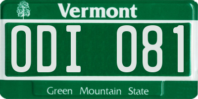 VT license plate ODI081