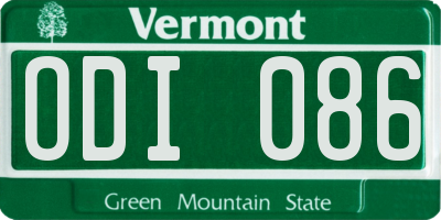 VT license plate ODI086