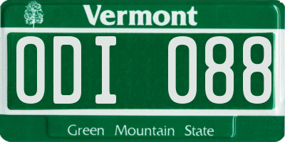 VT license plate ODI088