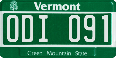 VT license plate ODI091