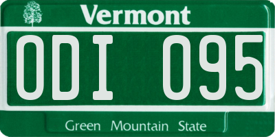 VT license plate ODI095