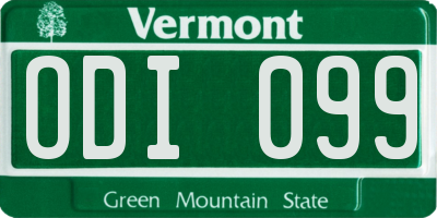 VT license plate ODI099