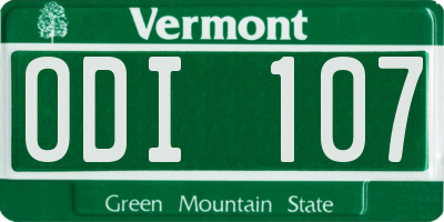 VT license plate ODI107
