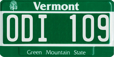 VT license plate ODI109