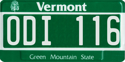 VT license plate ODI116