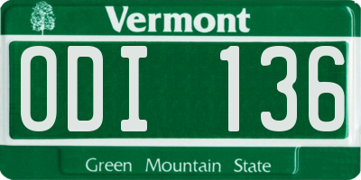 VT license plate ODI136