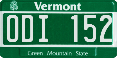 VT license plate ODI152