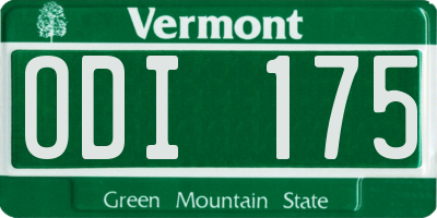 VT license plate ODI175