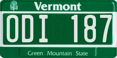 VT license plate ODI187