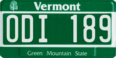 VT license plate ODI189