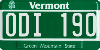 VT license plate ODI190