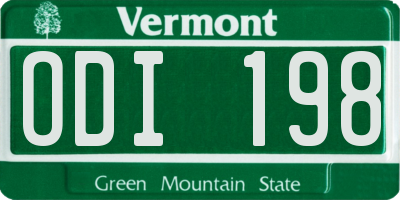 VT license plate ODI198
