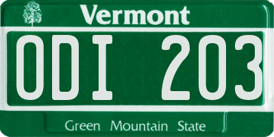 VT license plate ODI203
