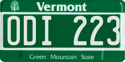 VT license plate ODI223