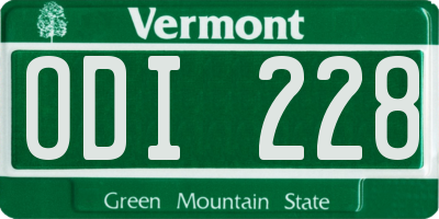 VT license plate ODI228