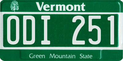 VT license plate ODI251