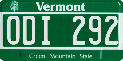 VT license plate ODI292