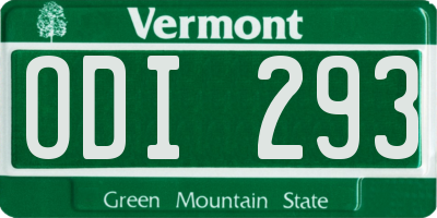 VT license plate ODI293