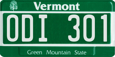 VT license plate ODI301