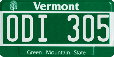 VT license plate ODI305