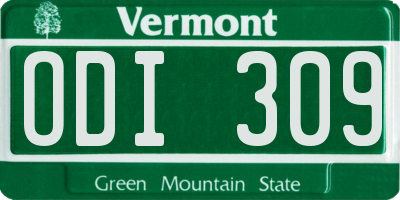VT license plate ODI309