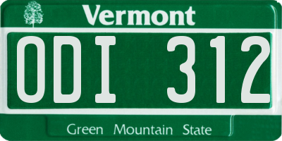 VT license plate ODI312