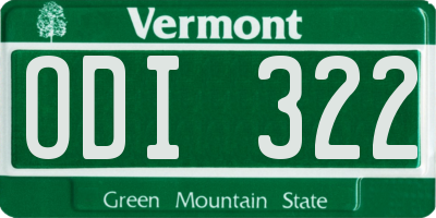 VT license plate ODI322