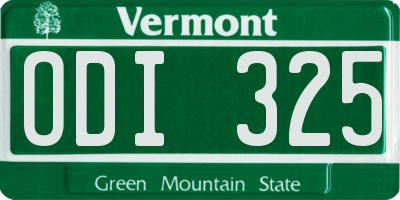 VT license plate ODI325