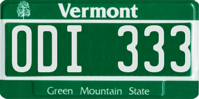 VT license plate ODI333
