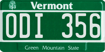 VT license plate ODI356
