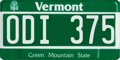 VT license plate ODI375