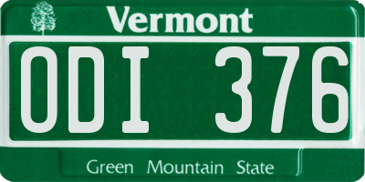 VT license plate ODI376