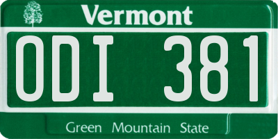 VT license plate ODI381