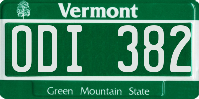 VT license plate ODI382