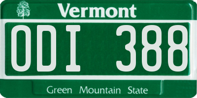 VT license plate ODI388