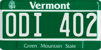 VT license plate ODI402