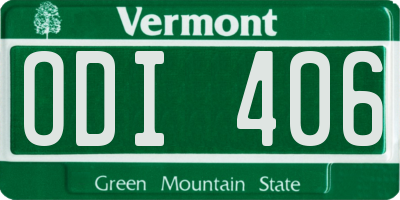 VT license plate ODI406