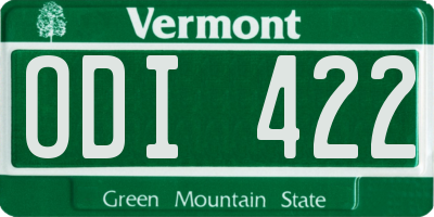 VT license plate ODI422