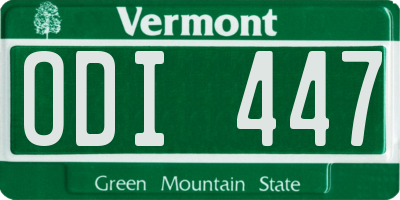 VT license plate ODI447