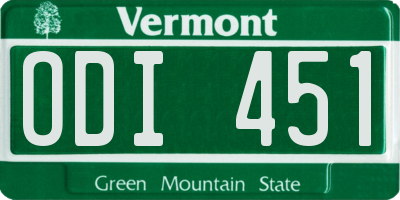 VT license plate ODI451