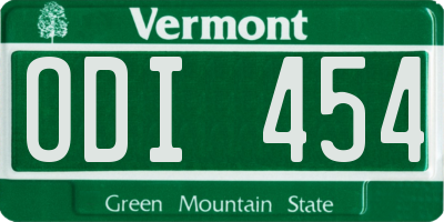 VT license plate ODI454
