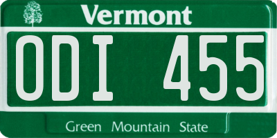 VT license plate ODI455