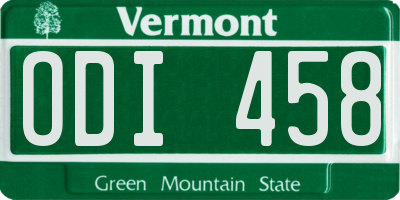 VT license plate ODI458