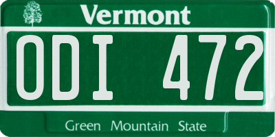 VT license plate ODI472