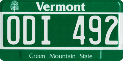 VT license plate ODI492