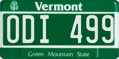 VT license plate ODI499