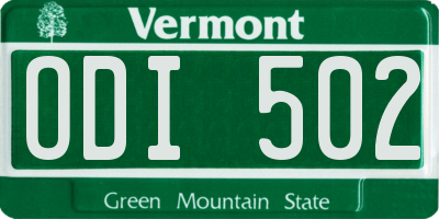 VT license plate ODI502