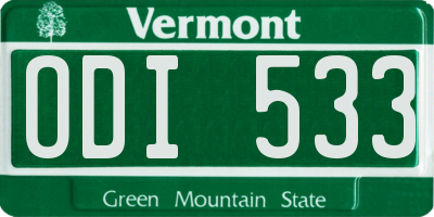 VT license plate ODI533