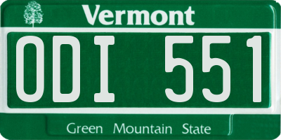 VT license plate ODI551