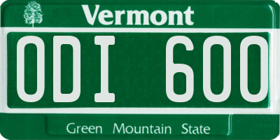 VT license plate ODI600